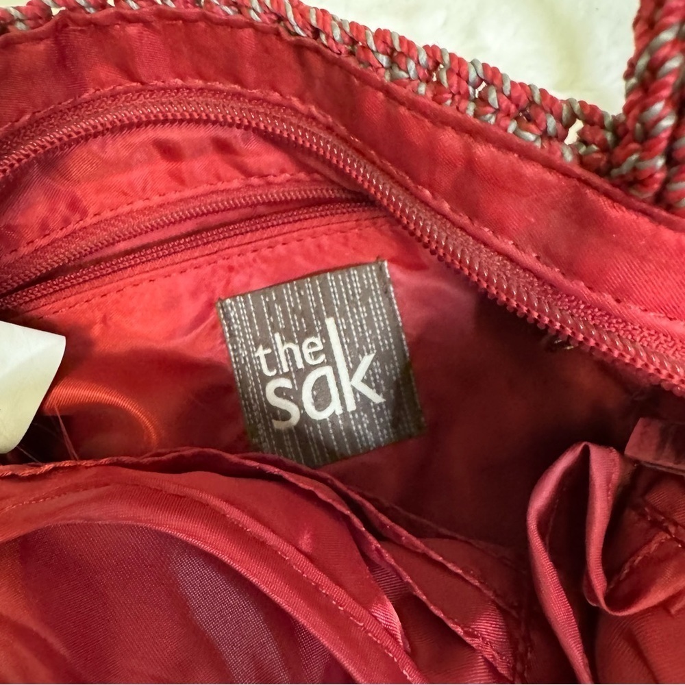 The Sak Multicolor Crochet Small Handbag Zip Closure Inside Zip Pocket Vintage - Picture 5 of 13